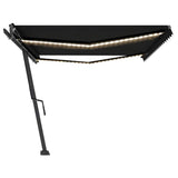 Manual Retractable Awning with LED 500x300 cm Anthracite - 45-Degree Angle