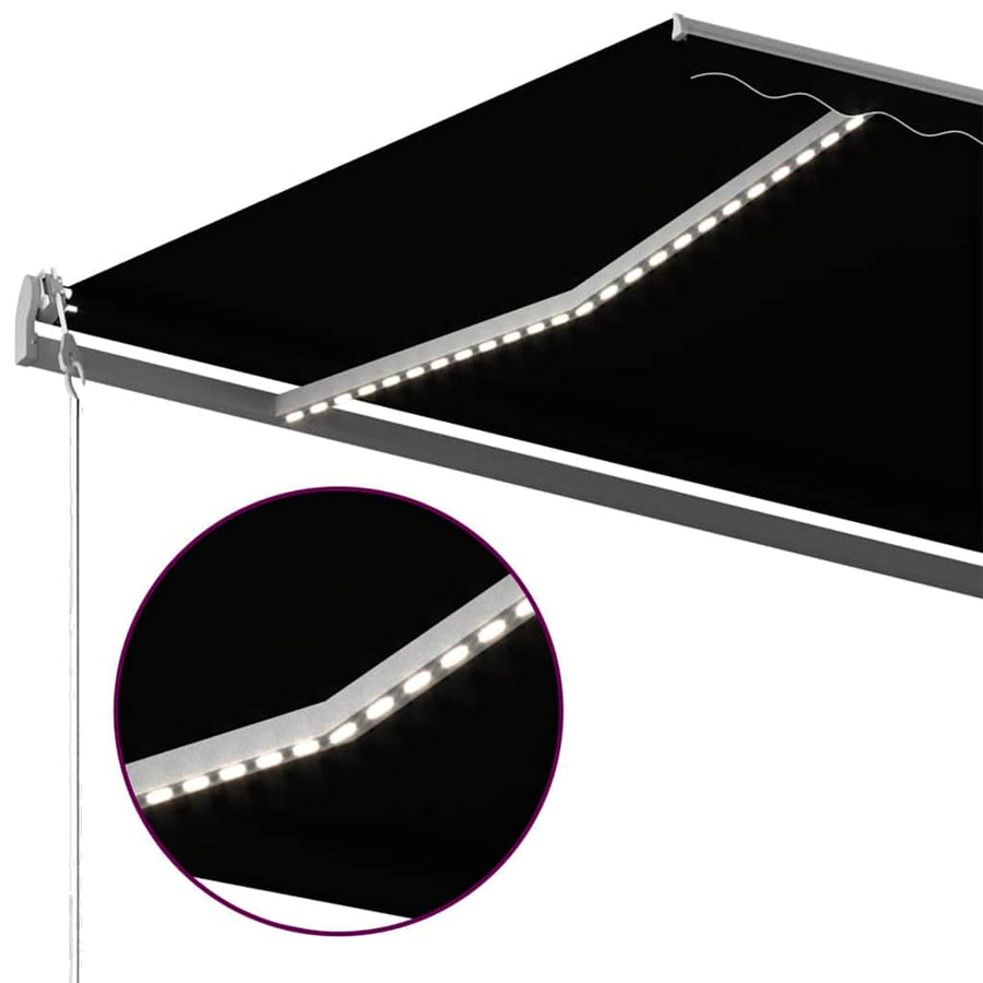 Manual Awning with Solar LED 5 x 3 m Anthracite 100% Polyester