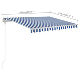 Manual Retractable Awning with Posts 3x2.5 m Blue and White - Extra Image