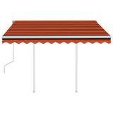 Manual Retractable Awning with Posts 3x2.5 m Orange and Brown - Top-Down View