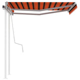 Manual Retractable Awning with Posts 3x2.5 m Orange and Brown - 45-Degree Angle