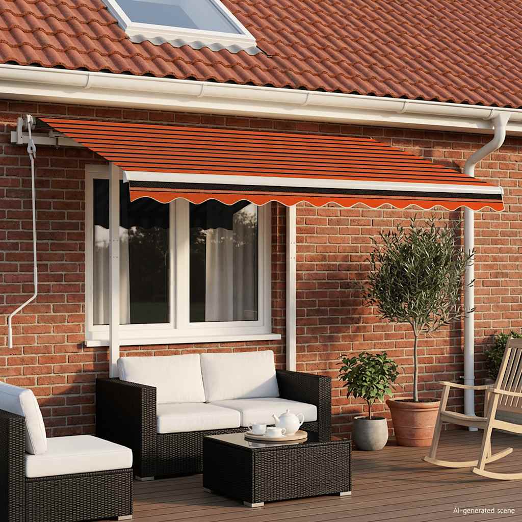 Manual Retractable Awning with Posts 3x2.5 m Orange and Brown