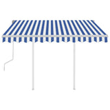 Manual Retractable Awning with Posts 3.5x2.5 m Blue and White