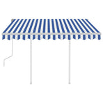 Manual Awning 3.5 x 2.5 m Blue and White Stripe 100% Polyester