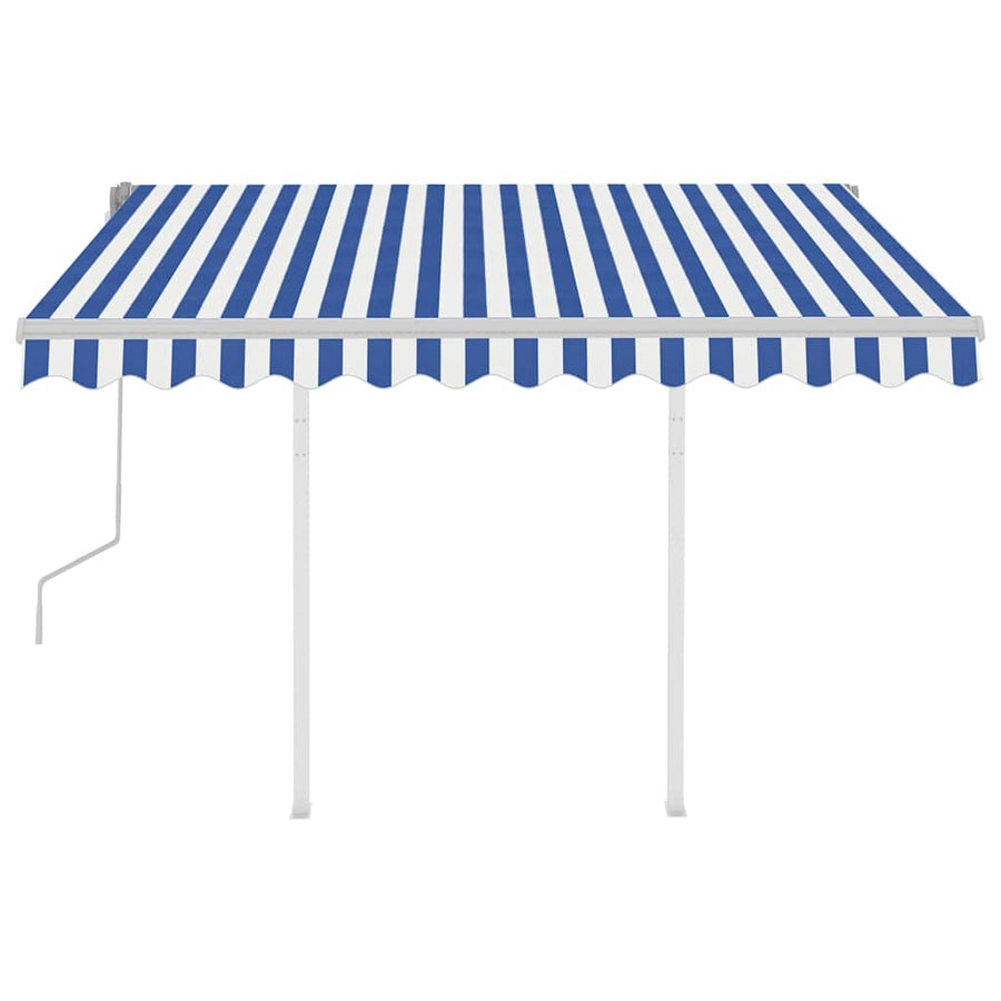 Manual Awning 3.5 x 2.5 m Blue and White Stripe 100% Polyester