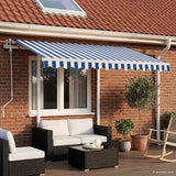 Manual Retractable Awning with Posts 3.5x2.5 m Blue and White