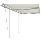 Manual Retractable Awning with Posts 3.5x2.5 m Cream - Front View