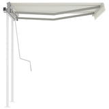 Manual Retractable Awning with Posts 3.5x2.5 m Cream - 45-Degree Angle