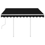 Manual Retractable Awning with Posts 3.5x2.5 m Anthracite - Side View