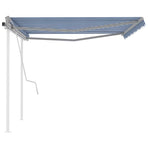 Manual Retractable Awning with Posts 4x3 m Blue and White