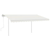 Manual Retractable Awning with Posts 4x3 m Cream - Front View