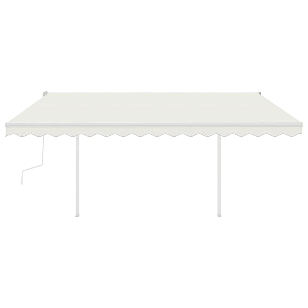 Manual Retractable Awning with Posts 4x3 m Cream