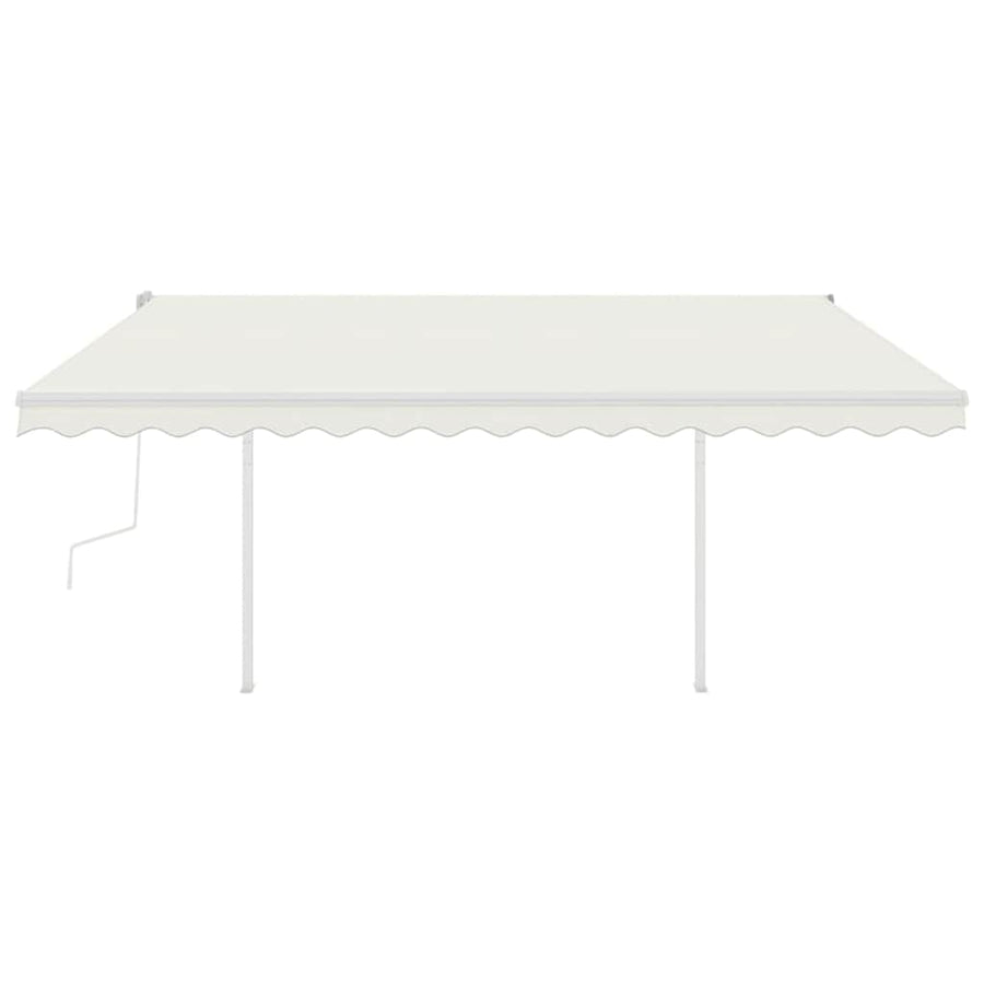 Manual Retractable Awning with Posts 4x3 m Cream
