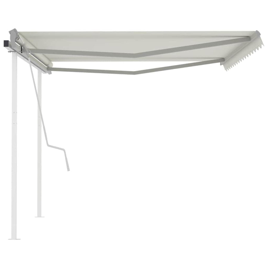 Manual Retractable Awning with Posts 4x3 m Cream