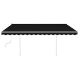 Manual Retractable Awning with Posts 4x3 m Anthracite - Side View