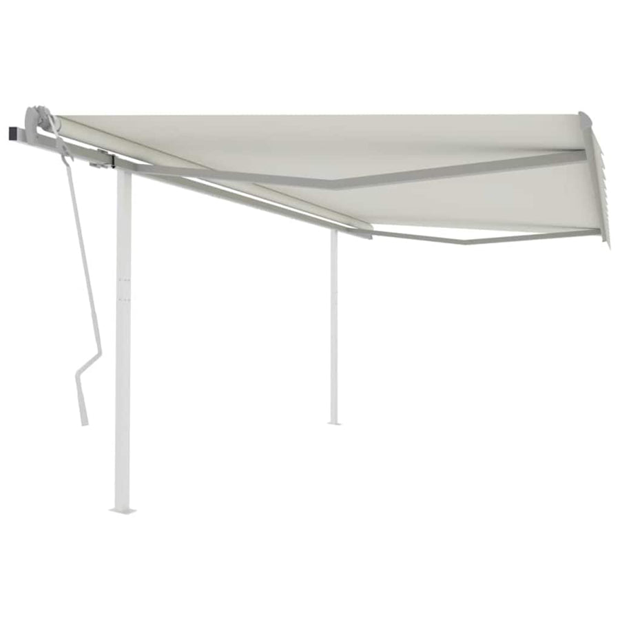 Manual Retractable Awning with Posts 4,5x3 m Cream