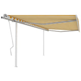 Manual Retractable Awning with Posts 4.5x3 m Yellow and White