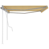 Manual Retractable Awning with Posts 4.5x3 m Yellow and White