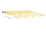 Manual Retractable Awning with Posts 4.5x3 m Yellow and White - Extra Image