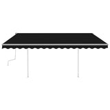 Manual Retractable Awning with Posts 4.5x3 m Anthracite - Side View