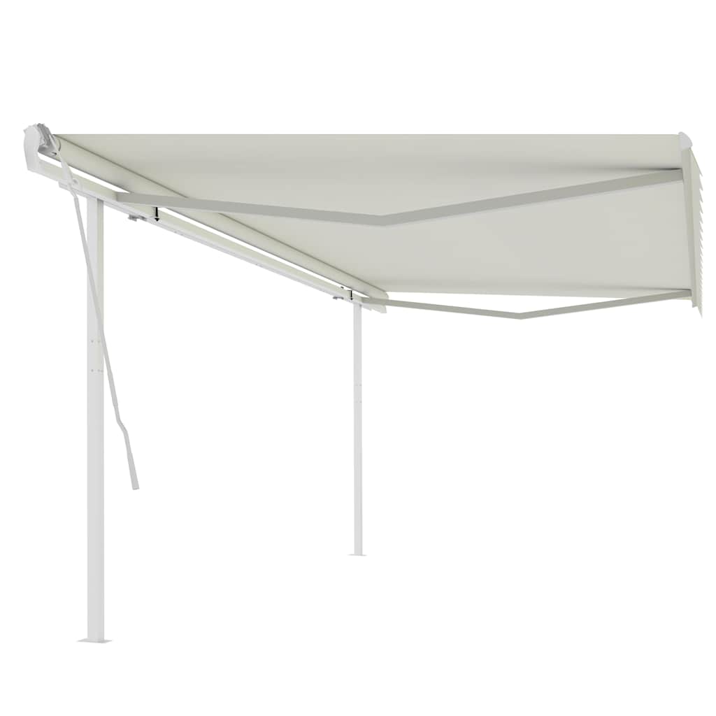 Manual Retractable Awning with Posts 5x3 m Cream (313193+313169+315094)