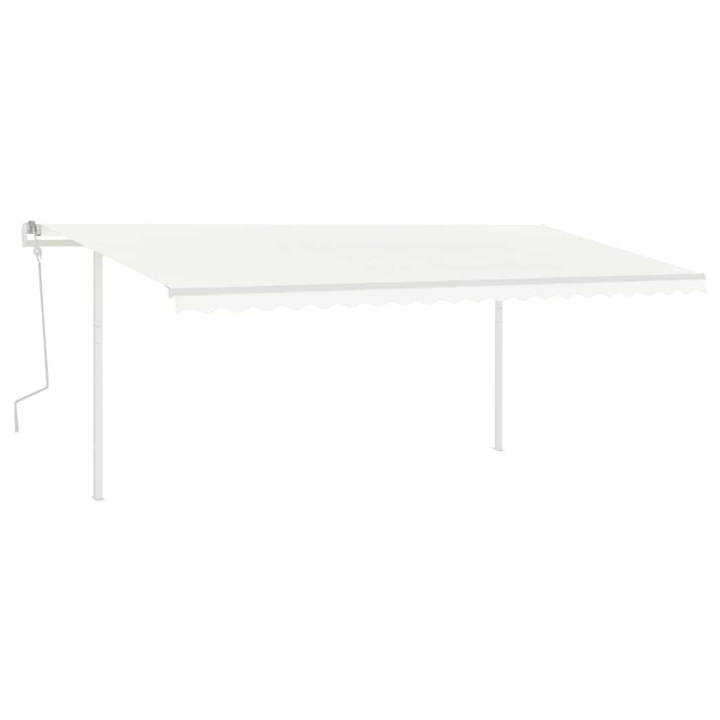Manual Retractable Awning with Posts 5x3 m Cream (313193+313169+315094)
