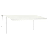 Manual Retractable Awning with Posts 5x3 m Cream (313193+313169+315094) - Front View