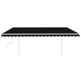 Manual Retractable Awning with Posts 5x3 m Anthracite - Side View