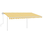 Manual Awning 4 x 3.5 m Yellow and White Stripe 100% Polyester