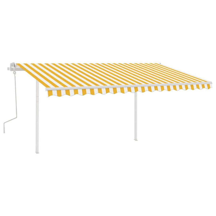 Manual Awning 4 x 3.5 m Yellow and White Stripe 100% Polyester