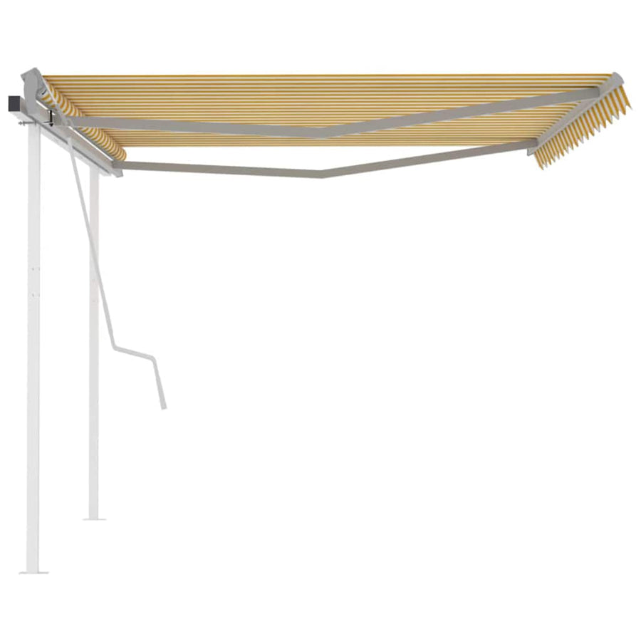 Manual Awning 4 x 3.5 m Yellow and White Stripe 100% Polyester