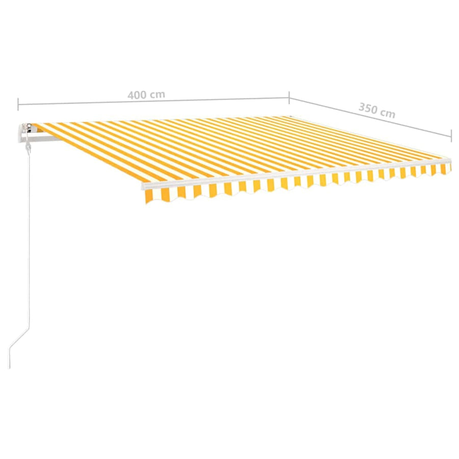 Manual Awning 4 x 3.5 m Yellow and White Stripe 100% Polyester