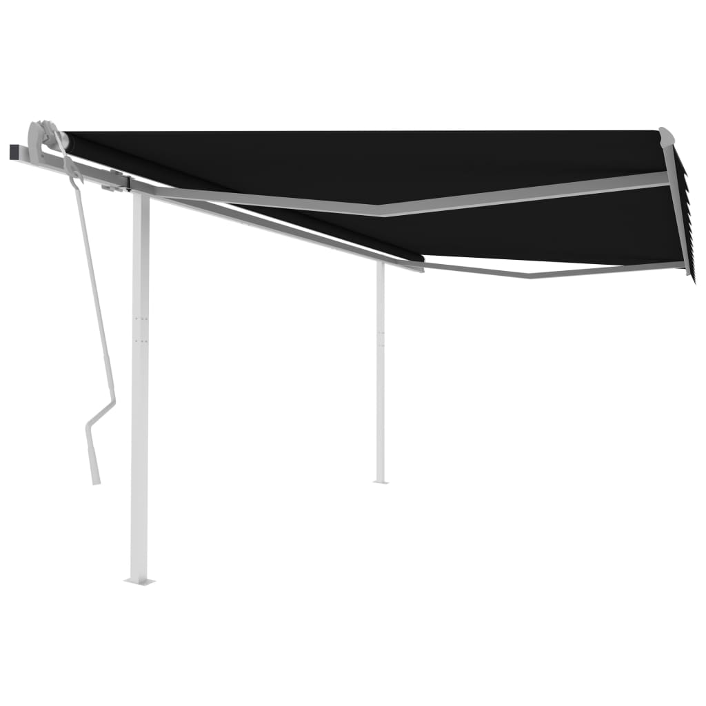 Manual Retractable Awning with Posts 4x3.5 m Anthracite