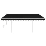 Manual Retractable Awning with Posts 4x3.5 m Anthracite - Side View
