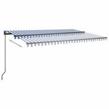 Manual Retractable Awning with Posts 3x2,5 m Blue and White