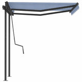 Manual Retractable Awning with Posts 3x2,5 m Blue and White - 45-Degree Angle
