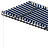 Manual Retractable Awning with Posts 3x2,5 m Blue and White