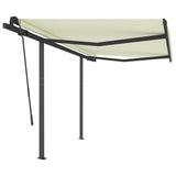 Manual Retractable Awning with Posts 3x2.5 m Cream - Front View