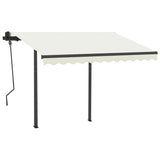 Manual Retractable Awning with Posts 3x2.5 m Cream