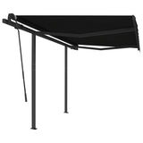 Manual Retractable Awning with Posts 3x2,5 m Anthracite - Front View
