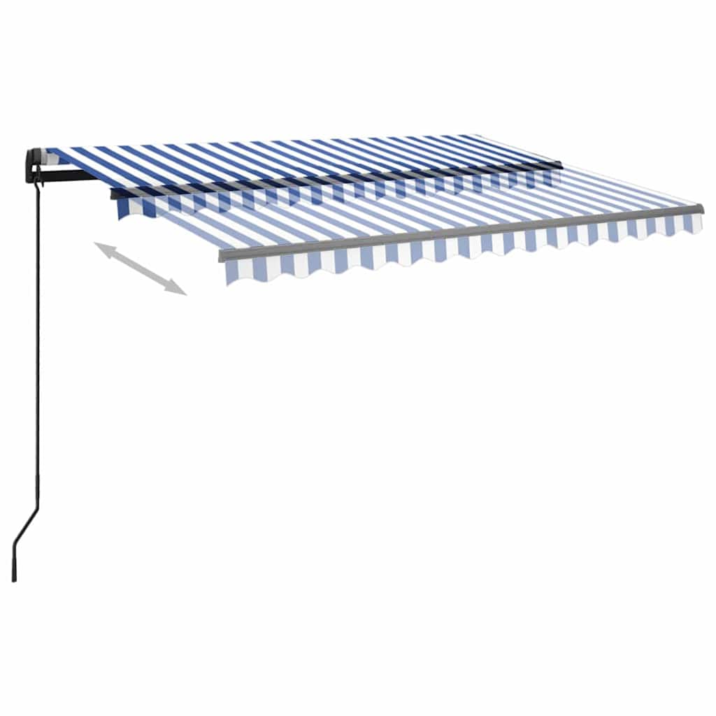 Manual Retractable Awning with LED 3x2,5 m Blue and White