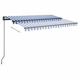 Manual Retractable Awning with LED 3x2,5 m Blue and White