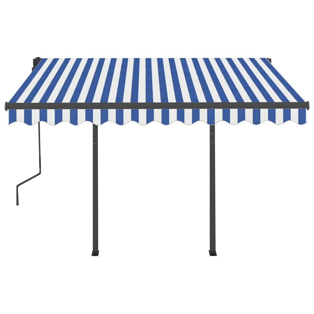 Manual Retractable Awning with LED 3x2,5 m Blue and White