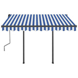 Manual Retractable Awning with LED 3x2,5 m Blue and White