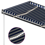 Manual Retractable Awning with LED 3x2,5 m Blue and White