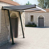 Manual Retractable Awning with LED 3x2,5 m Blue and White