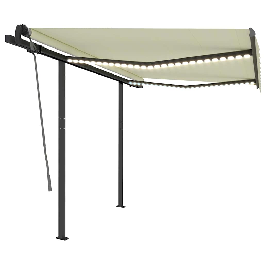 Manual Retractable Awning with LED 3x2,5 m Cream