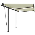 Manual Awning with Solar LED 3 x 2.5 m Cream 100% Polyester