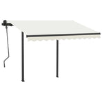 Manual Awning with Solar LED 3 x 2.5 m Cream 100% Polyester