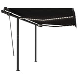 Manual Retractable Awning with LED 3x2.5 m Anthracite - Front View